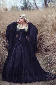 Midnight Blue W Black Lace Overlay Gothic Wedding Dress Lace Dress With Sleeves Lace Dress Black