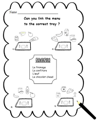 Downloadable Printable French Menu Worksheet Matching Activity Teaching Resources For Teachers And For Hom Learn French French For Beginners French Resources