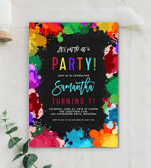 Editable Template Birthday Invitation Card Template Free Download Instantly Personalize Editable Birthday Party Invitation Template Art Party Pa Paint Party Invitations Art Birthday Party Invitations Party Invite Template