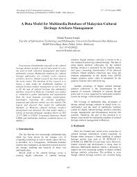 The majorities races are malay, chinese and indian, while the minorities are aboriginal peoples (peninsular malaysia), kadazan dusun, murut, bajau in sabah, iban. Pdf A Data Model For Multimedia Database Of Malaysian Cultural Heritage Artefacts Management