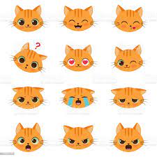 Set Of Cute Cartoon Ginger Cat With Various Emotions In 2021 Cartoon Cat Drawing Ginger Cat Art Cute Animal Drawings Kawaii