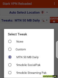 Mtn 50mb Daily Free Browsing Cheat Settings Via Stark Vpn Reloaded Launch The Stark Vpn Reloaded App Then Click The Tweak Icon Under Cheating Stark Reloading