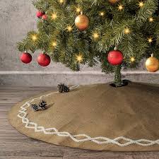 What to put on bottom of christmas tree? Amazon Com Ivenf Christmas Tree Skirt 48 Inches Large Natural Burlap Jute Plain With Hand Sewn White Lace Decor Rustic Xmas Tree Holiday Decorations Home Kitchen
