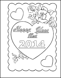 New Year Greeting Cards With Heart Coloring Page New Year Greetings New Year Coloring Pages Heart Coloring Pages