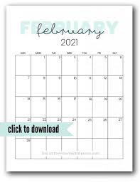 This february 2021 calendar can be printed on an a4 size paper. Cute 2021 Printable Calendar 12 Free Printables