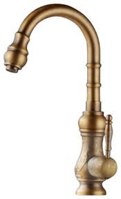 This is a distinctive finish, giving the faucet a rustic yet modern look — it'll vamp up your kitchen whatever. Amasra Antique Brass Kitchen Sink Faucet With Hot And Cold Mixer Traditional Kitchen Faucets By Fontana Showers Houzz