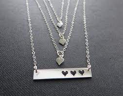 Mother 3 Daughters Necklace Sterling Silver Heart Cutout Bar Etsy In 2021 Mother Daughter Heart Necklace Tiny Heart Necklace Daughter Necklace