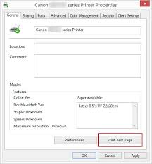 Select the print test page button. Canon Knowledge Base Print A Test Page For Your Printer Windows