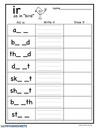 R Controlled Vowel Ir Interactive Worksheet In 2020 Worksheets Interactive Phonics