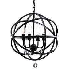 Black Metal And Crystal Chandelier Carbon Loft Bidwell Antique Black Metal Sphere 4 Light Crystal Chandelier Crystal Chandelier Globe Chandelier Light