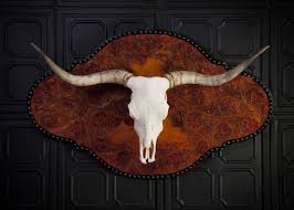 Get Your Leather On Longhorn Skull Cowboy Home Decor Leather Art