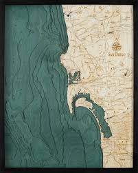 San Diego 3 D Nautical Wood Chart 24 5 X 31