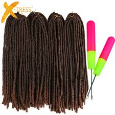The curls at the ends of the dreadlock braids are gorgeous, perfectly formed spirals! Buy Online X Tress Soft Dreadlocks Crochet Braids Knotless Jumbo Dreads Ombre Color Synthetic Faux Locs Braiding Hair Extensions For Women Alitools