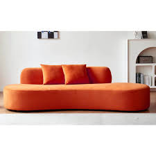 US Pride Furniture Harcane 91 in. Armless 4-Seat Half-Moon Shaped Velvet  Sectional Sofa in Red Orange S5874 - The Home Depot
