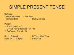 It is used for scheduled future events, commands, sports commentaries, and some narrative stories. Simple Present