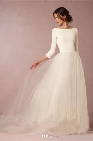 Auf der suche nach einem perfekten brautkleid für eine hochzeit mit wald, strand, rasen oder kaufen sie von milanoo für das schicke und gute qualit?t 2021 boho & bohemian hochzeitskleid in. Grosshandel Gunstige Atemberaubende Winter Brautkleider Eine Linie Satin Top Backless 2019 Brautkleider Mit Armeln Einfache Design Weiche Tull Rock Sweep Zug Von Aisha Weddingdress 98 53 Auf De Dhgate Com Dhgate