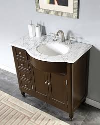 Bathroom vanities with drawers on left side. 38 Inch Modern Single Bathroom Vanity With White Marble