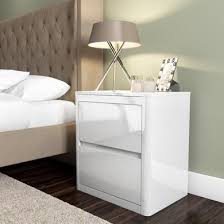Lexi White High Gloss 2 Drawer Bedside Table White Bedside Table White Gloss Bedroom Furniture Side Tables Bedroom
