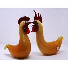 To protect the image of murano glass and also to guarantee the customer about the origin of the product and that it has been made using traditional artistic methods born and developed over a. Wave Murano Glass Rooster And Hen In Murano Glass Chairish