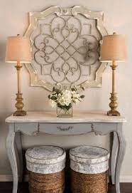 Antique Cream Wood Metal Wall Decor Elegant White Metal Medallion Like Huge Home Garden Home Decor Wall Sculptures Decor Home Decor Metal Wall Decor
