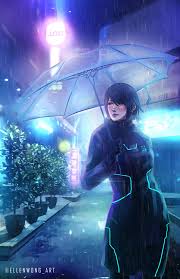 City Rain Cyberpunk Girl Art By Ellen Wong Digital Art 11x17in Art Cyberpunk Art Cyberpunk Girl