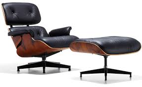 Marquis genuine leather lounge chair and ottoman, black leather/rosewood frame. Charles Und Ray Eames Lounge Chair Novocom Top