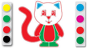 How To Drawing And Coloring Cat Easy For Kids Crafts Fun Drawing Learning Colors Cool Drawings Coloring For Kids