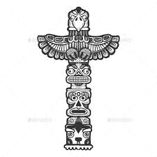 Maya Totem Engraving Vector Illustration Totem Pole Art Totem Tattoo Totem Pole Tattoo