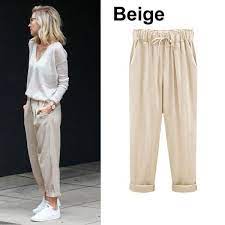 Women S Plus Size Cotton Cropped Pants Linen Pants Outfit Cotton Cropped Pants Pants For Women