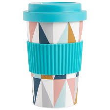 Wilko Geo Print Bamboo Travel Mug 400ml Image 1 Wilko Mugs Stationery Craft