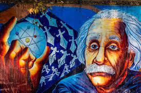 A mural of Albert Einstein,The Great Wall of Los Angeles is one of the  longest murals in the world. It is over 6 city blocks long. It's official  name is “The History