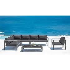 Banquette Accoudoir Gauche De Jardin 2 Places En Aluminium Anthracite Maisons Du Monde Patio Espacio Mesas