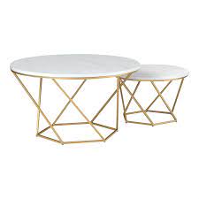 Our marble coffee tables are subjected to a number of tests to determine whether they belong on our featured list. Modern Geometric Nesting Coffee Tables In Gold With White Faux Marble Top Af28clrgmg