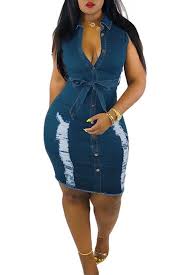 Distressed Denim Button Sleeveless Mini Dress With Belt Womens Denim Dress Denim Bodycon Dress Button Down Denim Dress