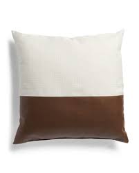 Made In Usa 22x22 Linen And Leather Look Pillow Throw Pillows T J Maxx In 2020 Throw Pillows Pillows Living Room Leather