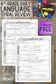 Free 4th Grade Daily Language Spiral Review Teacher Thrive Daily Language Review Language Review Fourth Grade Math