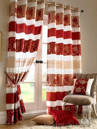 Jasmine Floral Red Gold Eyelet Voile Curtain Red Curtains Living Room Curtains Living Room Red Curtains