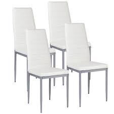 Costway Set Of 4 Pu Leather Dining Side Chairs Elegant Design Home Furniture White Walmart Com Leather Dining Side Chairs Side Chairs Dining White Leather Dining Chairs