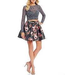 B Darlin Long Sleeve Top With Floral Print Skirt Two Piece Dress Cute Formal Dresses Piece Dress Two Piece Dress