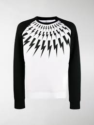 Black And White Lightning Bolt Sweater Neil Barrett Lighting Bolt Sweatshirt In White Modesens Sweatshirts Neil Barrett White Sweatshirt