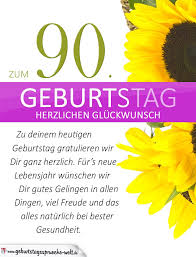Schlichte Geburtstagskarte Mit Sonnenblumen Zum 90 Geburtstag