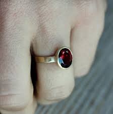 Garnet Ring In14k Yellow Gold Oval Red Gemstone Ring In Recycled Eco Friendly Gold Red Gemstone Ring Red Gemstones Black Metal Jewelry