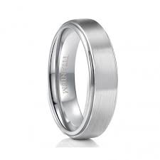 Unisex Titanium Wedding Bands With Stepped Edge Mens Wedding Rings Gold Titanium Wedding Band Mens Titanium Wedding Rings