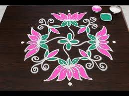Lotus Flower Kolam Designs With 11x6 Dots For Pongal Sankranti Muggulu Easy Rangoli Desi Rangoli Designs Flower Rangoli Designs With Dots Rangoli Designs