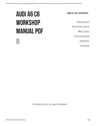Audi A6 C6 Workshop Manual Pdf