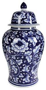 A B Home Blue And White Porcelain Ginger Jar With Lid 9 5 By 18 Inch Walmart Com In 2020 Ginger Jars Blue Pottery Blue White Decor