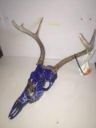 Blue Camo Dipped Skull Check Us Out On Www Ozaquatransfers Com Or Email Me At Ozaquatransfers Gmail Com Antler Design Deer Painting Animal Skulls