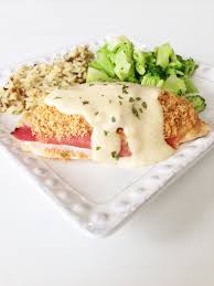 Take a piece of chicken and place 2 ounces ham and 1 ounce gruyere cheese in the middle. Easy Skinny Chicken Cordon Bleu The Skinny Fork