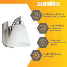Sunlite 45055 8" Modern Bell Vanity Wall Mount Light Fixture, Medium E26  Base, A19 Bulb Required (100W Max), Bathrooms, Powder Rooms, Frosted Glass  ...