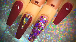 Burgundy acrylic nails red and gold nails cute acrylic nails maroon nails burgundy matte maroon nails red burgundy burgundy wedding black nail prom nails. Maroon Nails Acrylic Nail Tutorial Youtube